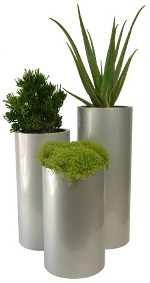 Tall round planters.