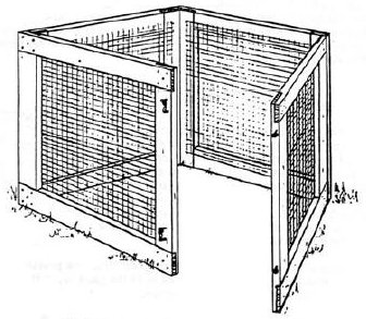 Drawing of a simple constructed compost bin.